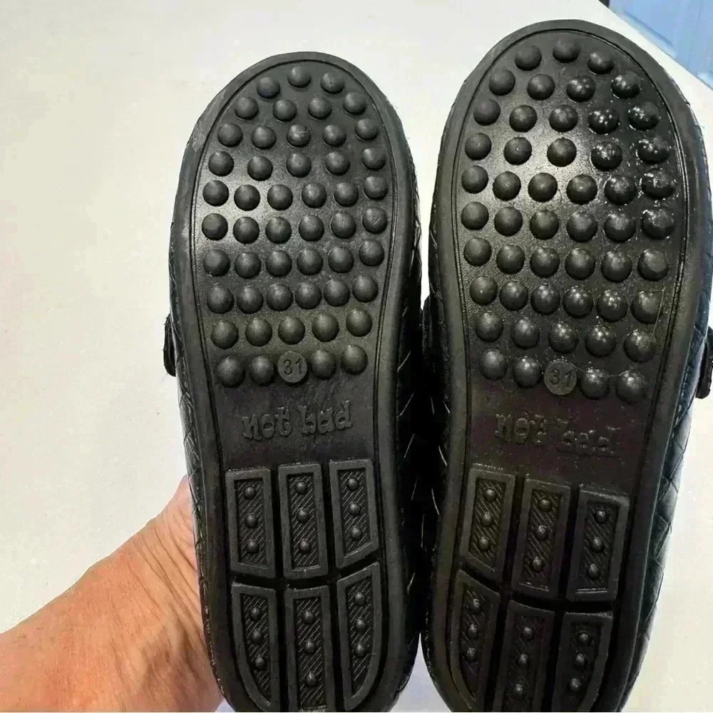 Not Bad Boys Black Woven Loafers W/Mickey Buckle Size EU 31 US 13
